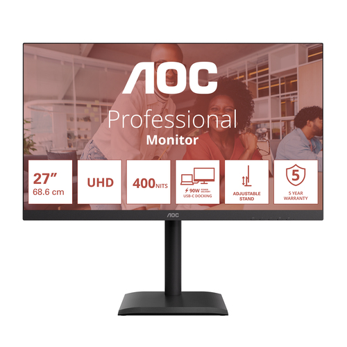 AOC U27E4CV 27 Zoll Klasse 4K UHD LED-Monitor - 16:9 Format - Schwarz - 68,6 cm (27 Zoll) Viewable - IPS-Technologie (In-P
