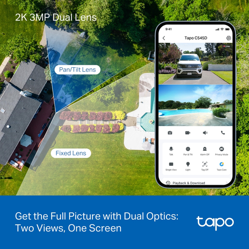 TP-Link Tapo Outdoor Dual Lens Pan/Tilt Security Camera. Type: IP security camera, Placement supported: Outdoor, Connectiv