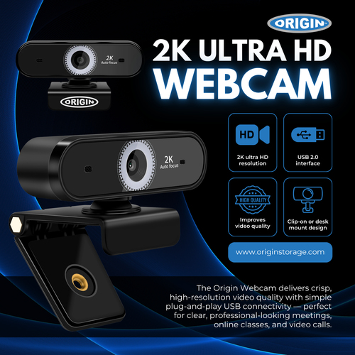 Origin Storage OS-USB-2KWEBCAM. Megapixel (approx.): 5 MP, Maximale Video-Auflösung: 2592 x 1944 Pixel, Kamera HD Typ: 2K 