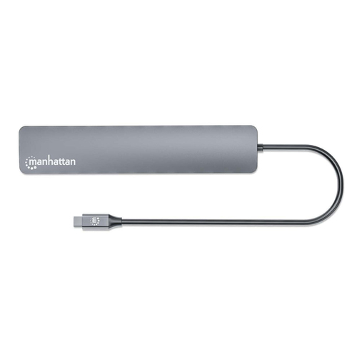 Manhattan USB-C Dock/Hub, Ports (x7): USB-A (x3) and USB-C (x4), With Power Delivery (100W) to USB-C Port (Note additional