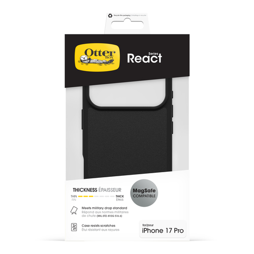 OtterBox React MagSafe. Tipo de mala: Capa, Compatibilidade da marca: Apple, Compatibilidade: iPhone 17 Pro, Tamanho máxim