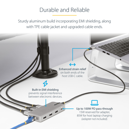 StarTech.com USB 3.2 (Gen 2) Type C Docking Station for Desktop PC, Notebook, Monitor - 15 W - Grey - 3 Displays Supported