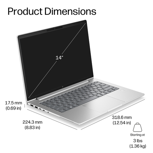 HP EliteBook 6 G2i 35.6 cm (14") Notebook - WUXGA - Intel Core 5 Series 3 320 - 16 GB - 512 GB SSD - Smart Card Reader - P