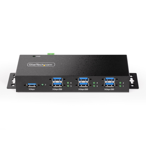 StarTech.com 7-Port Managed USB Hub, Heavy Duty Metal Industrial Housing, ESD & Surge Protection, Wall/Desk/Din-Rail Mount