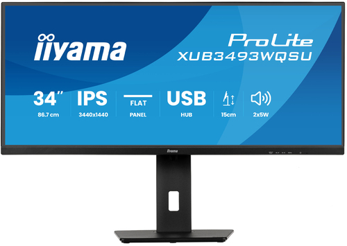 iiyama ProLite XUB3493WQSU-B6 34 Zoll Klasse UW-QHD LED-Monitor - 21:9 Format - Mattschwarz - 86,4 cm (34 Zoll) Viewable -