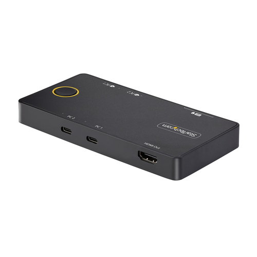 StarTech.com 2-Port USB-C KVM-Switch, Ein 4K 60Hz HDMI Monitor, Dual 100W Power Delivery Pass-Through Ports, USB Betrieben