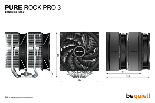 be quiet! Pure Rock Pro 3 Kühllüfter/Wärmeableitblech - Computer, Processor, PC, Kühlsystem - 120 mm Maximum Fan Diameter 