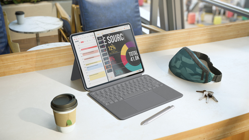 Logitech Combo Touch Keyboard/Cover Case for 33 cm (13") Apple iPad Air 13 (2024) Tablet - Oxford Gray - Scuff Resistant, 