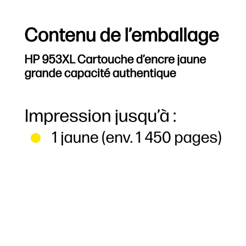 Cartouche jet d'encre D'origine HP 953XL Élevé Rendement Jet d'encre - Jaune - Jet d'encre - Rendement Élevé - 1600 Pages