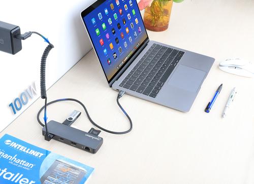 Manhattan USB 3.2 (Gen 1) Type C Docking Station for MacBook, Notebook, Tablet PC, Projector, Mouse, Keyboard, Smartphone,