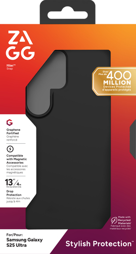 ZAGG Milan Snap Hülle für Samsung Galaxy S25 Ultra Smartphone - Strukturierte Griffflächen - Schwarz - Sturzsicher, Rutsch