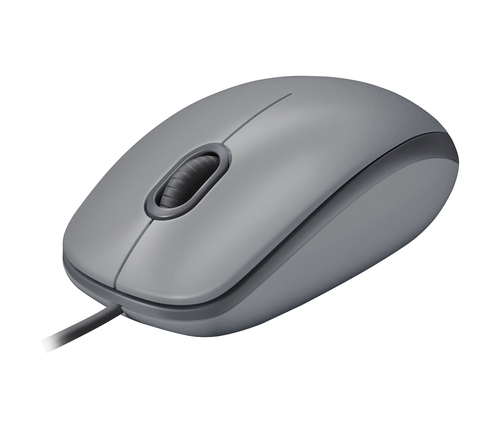 Logitech M110 Silent Full-size Maus - USB Typ-A - Optisch - 3 Taste(n) - Mitte Gray - Kabel - 1000 dpi Auflösung - Scroll-