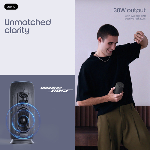 Motorola Mobility Portable Bluetooth Speaker System - 30 W RMS - Carbon - Wireless LAN - Battery Rechargeable