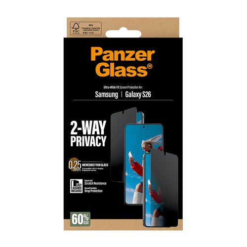 PanzerGlass Privacy Screen Protector for Samsung Galaxy S26 - For Widescreen AMOLED Smartphone