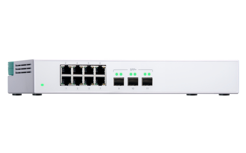 QNAP QSW-308S. Tipo de switch: Não-gerido. Tipos de portas ethernet Basic switching RJ-45: Gigabit Ethernet (10/100/1000),