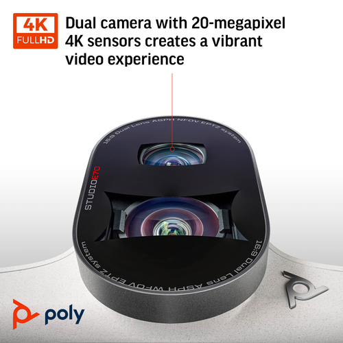 Poly Studio e70 - Webcam - 20 Megapixel - Weiß - USB-Typ C - 3840 x 2160 Pixel Videoauflösung - 4K - 120° Angle - 7,3x Dig