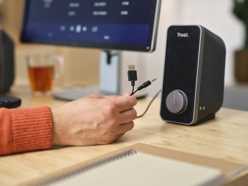 Trust 2.0 Lautsprechersystem - 14 W RMS - Schwarz - Tischmontierbar - Bücherregal - USB - 2