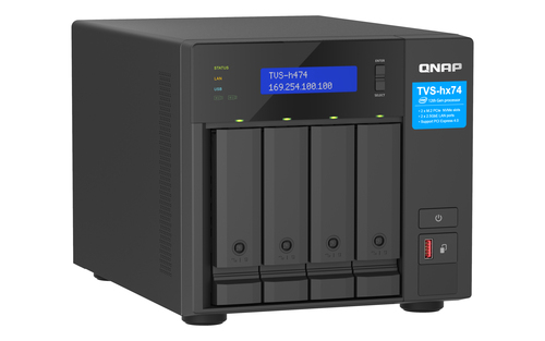 QNAP TVS-H474. Typ: NAS. Gehäusetyp: Tower. Geräteklasse: Kleines & Mittleres Unternehmen. Prozessorfamilie: Intel® Core? 