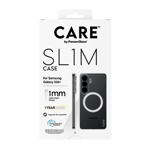 PanzerGlass CARE™ by ® SL1M Case Transparent w. Qi Samsung Galaxy S26+. Case type: Cover, Brand compatibility: Samsung, Co