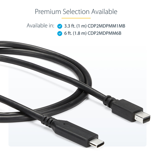 StarTech.com 1 m / 3.3 ft. USB-C to Mini DisplayPort Cable - 4K 60Hz - Black - USB 3.1 Type-C to Mini DP Adapter Cable - m