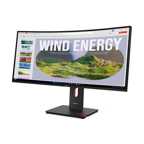 Moniteur LED Lenovo ThinkVision T34WD-40 34" Classe WQHD Écran incurvé - 21:9 - Noir éclipse - 86,4 cm (34") Viewable - Ve