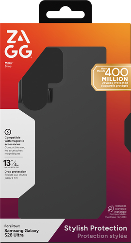 ZAGG Milan Snap Case For Galaxy S26 Ultra Black. Case type: Cover, Brand compatibility: Samsung, Compatibility: Galaxy S26