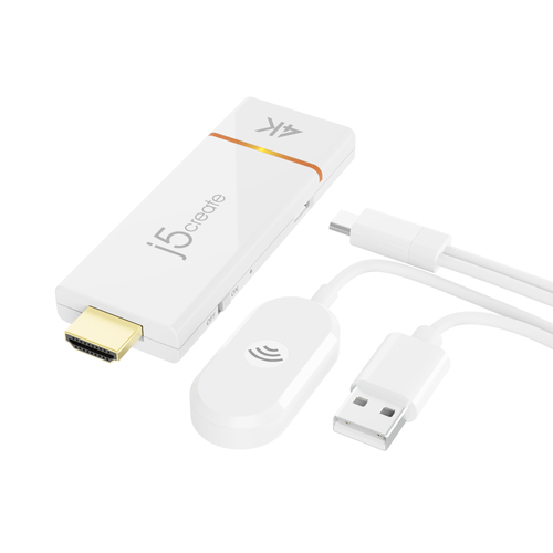 j5create ScreenCast 4k Wireless Display Adapter Receiver - Mirrors Phone, Tablet, Laptop to HDTV - Compatible with MiraCas
