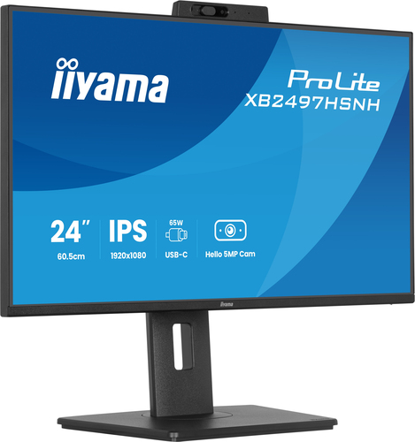 iiyama ProLite XB2497HSNH-B1 24 Zoll Klasse Webcam Full HD LED-Monitor - 16:9 Format - Mattschwarz - 60,5 cm (23,8 Zoll) V