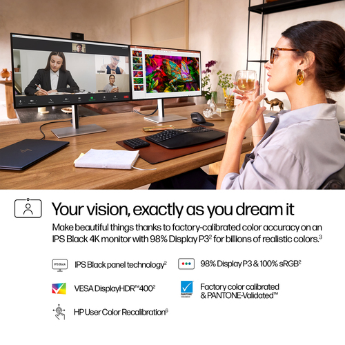 HP Series 7 Pro 27 inch 4K Conferencing Monitor - 727pm. Display diagonal: 68.6 cm (27"), Display resolution: 3840 x 2160 