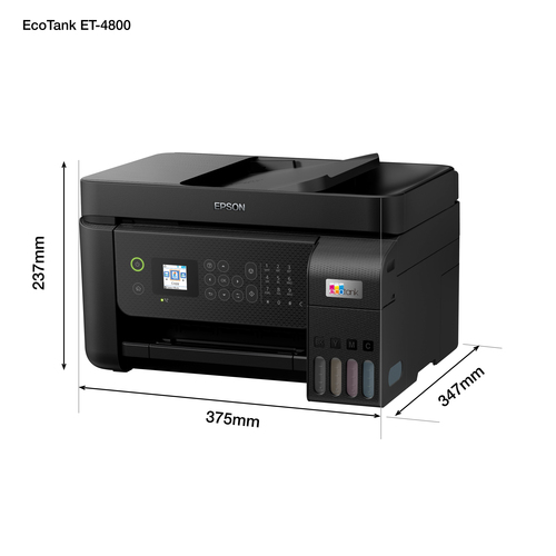 Epson ET-4800 Wireless EcoTank Inkjet Multifunction Printer - Colour - Copier/Fax/Printer/Scanner - 5760 x 1440 dpi Print 