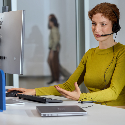Poly Mission 400 415 Kabel Kopfbügel, Auf den Ohren Mono Headset - Schwarz - Microsoft-Teams-Zertifizierung - Monaural - O