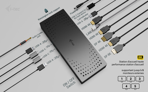 I-TEC UNIVERSAL 5X 4K DISPLAY DOCKING STATION PW DELIVERY 100W
