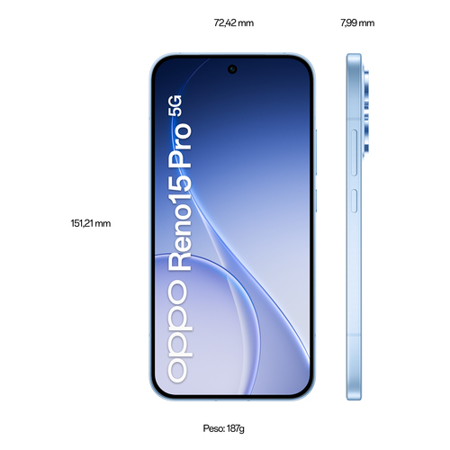 OPPO Reno15 Pro 5G AI Smartphone, Tripla fotocamera 200+50+50MP, Selfie 50MP, Display 6.32” 120HZ AMOLED FHD+, 6200mAh, RA