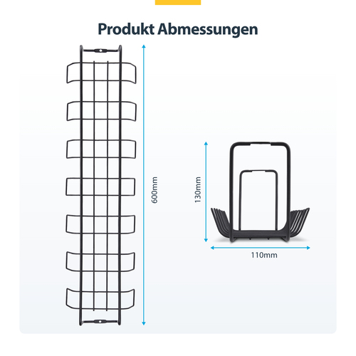StarTech.com Untertisch Kabelmanagement Ablage, 615mm langes Metall Gitter Kabelorganizer, Schraubmontage, Steckdosenleist