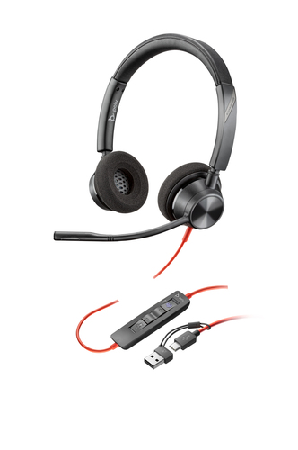 Cuffie Poly Blackwire 3320 Cavo On-ear, Over-the-head Stereo - Nero - Microsoft Teams Certification - Binaural - Supra-aur