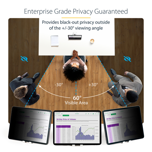 StarTech.com 11IP-PRIVACY-SCREEN. Maximale Bildschirmgröße: 27,9 cm (11"), Geeignet für: Tablets, Typ: Rahmenloser Blicksc