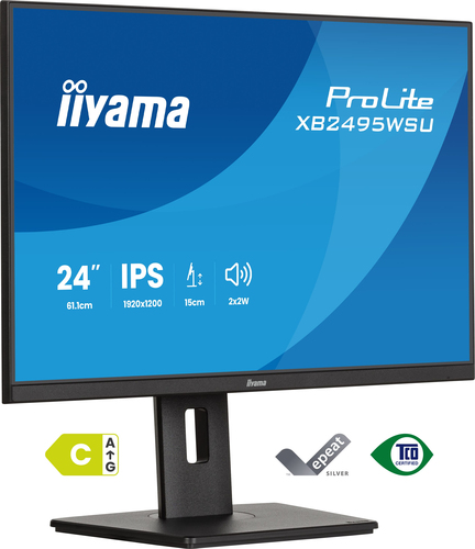 iiyama ProLite XB2495WSU-B1 24 Zoll Klasse WUXGA LED-Monitor - 16:10 Format - Mattschwarz - 61,2 cm (24,1 Zoll) Viewable -