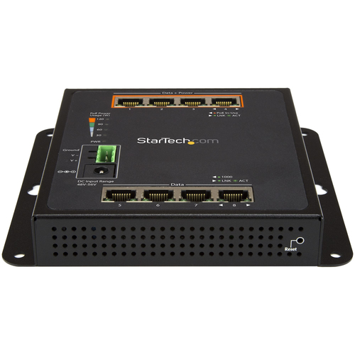 StarTech.com Industrial 8 Port Gigabit PoE Switch - 4 x PoE+ 30W - Power Over Ethernet - Hardened GbE Layer/L2 Managed Swi