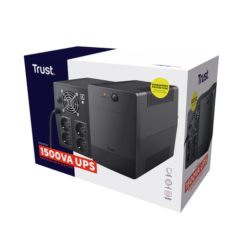 Onduleur en veille Trust Paxxon - 1,50 kVA/900 W - Fixation Murale - AVR - 8 Heure(s) Recharge - 1,33 Minute(s) Stand-by -