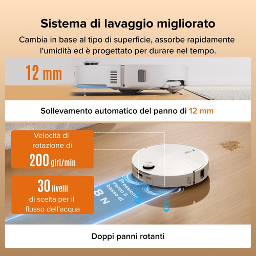 Robot Vacuum Cleaner Roborock Qrevo Edge - Bianco - Pennello - Tappeto, Pavimento - Pet Hair Cleaning