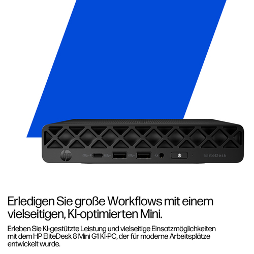 Desktop-KI-Computer HP EliteDesk 8 G1i - Intel Core Ultra 9 - vPro-Technologie - 64 GB - 1 TB SSD - Mini-PC - Schwarz - In