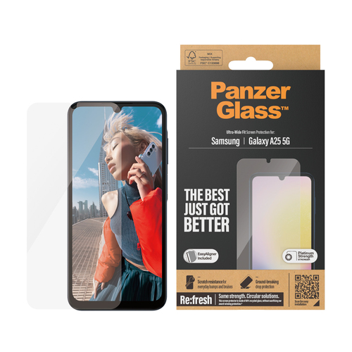 PanzerGlass Tempered Glass Screen Protector for Galaxy A25 5G - Black - For AMOLED Smartphone