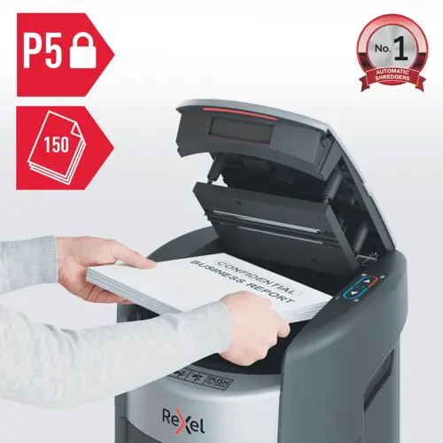 Rexel ShredMax AutoFeed+ 150M Micro Cut Paper Shredder. Shredding type: Micro-cut shredding, Working width: 22.5 cm, Shred