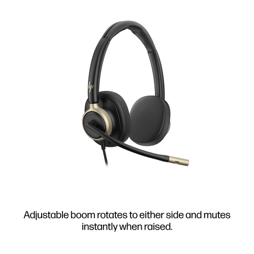 Poly Mission 825 Kabel Auf den Ohren Stereo Headset - Schwarz - Binaural - Ohraufliegend - Host-Schnittstelle: USB