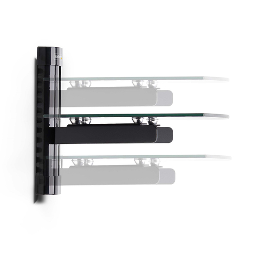 StarTech.com Floating Wall-Mounted AV Shelf, Adjustable Height Shelf For Under TV A/V Equipment, Black Tempered Glass Shel