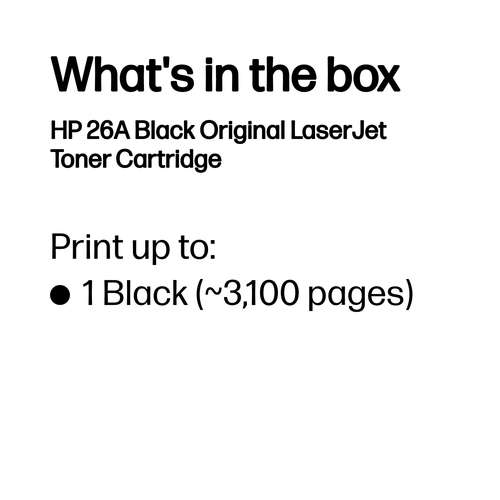 HP 26A Original Laser Toner Cartridge - Black - 1 Each - 3100 Pages