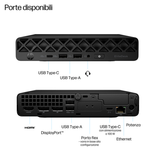 HP EliteDesk 8 Mini G1i Desktop AI PC Wolf Pro Security Edition. Famiglia processore: Intel Core Ultra 5, Modello del proc