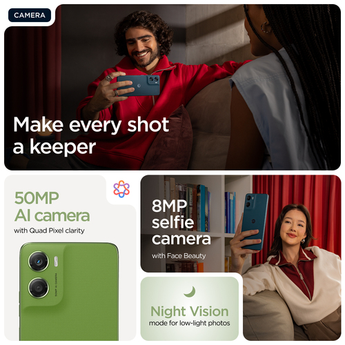 Motorola moto g06 . Dimensioni diagonale schermo: 17,5 cm (6.88"), Risoluzione del display: 1640 x 720 Pixel. Frequenza de