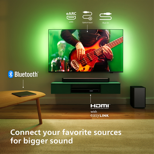 Sound Bar Speaker Philips TAB5309 2.1 Bluetooth - 120 W RMS - Grigio scuro - Parato montabile - 150 Hz a 20 kHz - Dolby Di