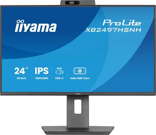 iiyama ProLite XB2497HSNH-B1 24 Zoll Klasse Webcam Full HD LED-Monitor - 16:9 Format - Mattschwarz - 60,5 cm (23,8 Zoll) V